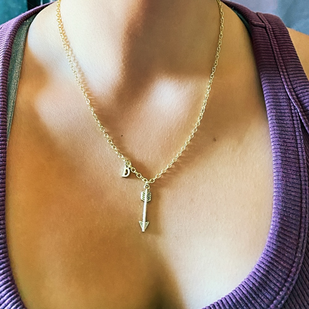 “D” Handmade Alphabet Arrow Charm Necklace